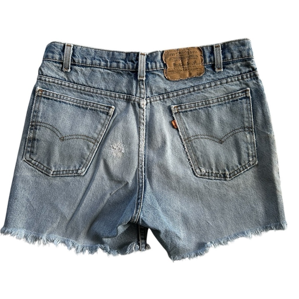 Levi’e Vintage RARE Blank Orange Tab High Rise Distressed Raw Hem Mom Jean short